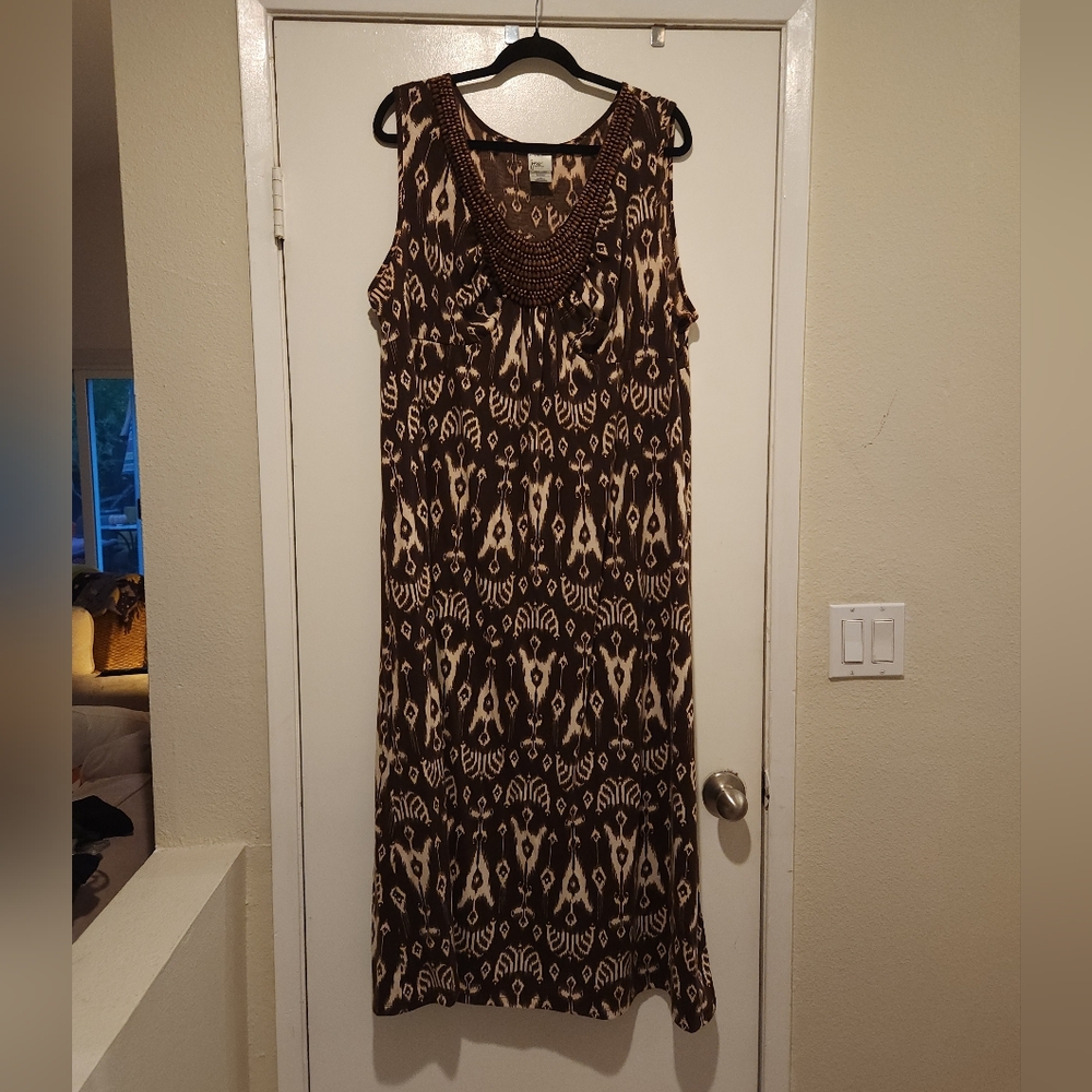Just My Size Brown and Cream Patterned Maxi Dress